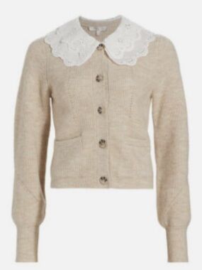 WAYF Lace Collar Cardigan, Size XSMALL